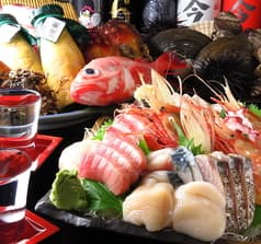 刺身と日本酒 波に千鳥 2